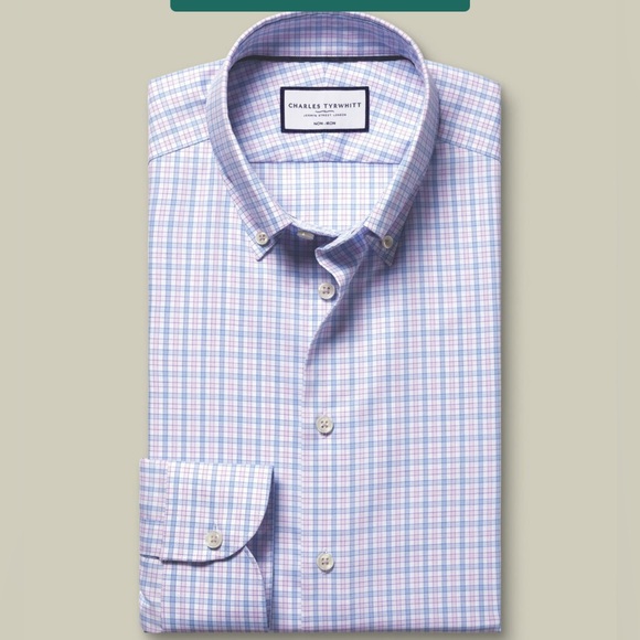 Charles Tyrwhitt Other - Charles Tyrwhitt Men's Pink and Blue Plaid Shirt